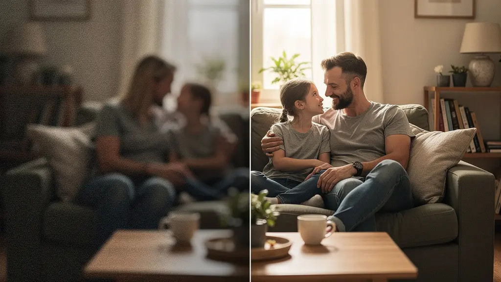 Comparaison photo intérieur : rendu flou objectif kit versus netteté focale fixe lumineuse